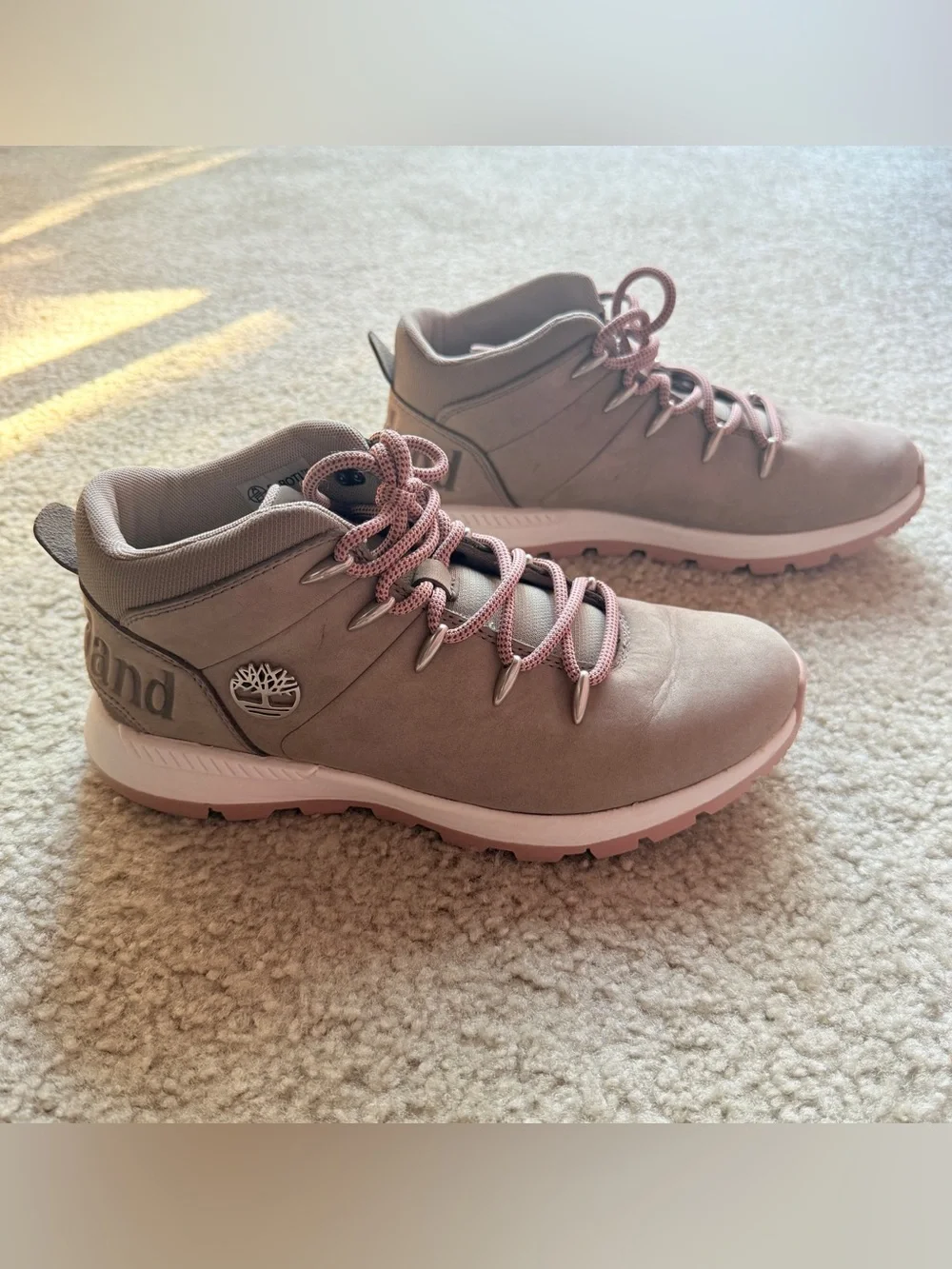 Timberland Sprint Trekker Mid Women’s Hiking Boots Taupe Pink Size 6.5